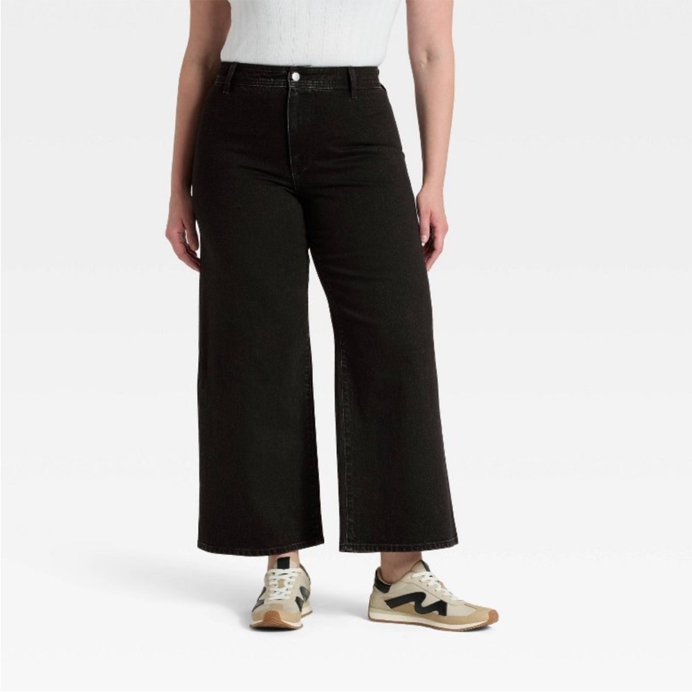 Universal Thread Black Sailor Super Wide Leg Jeans Womens 17 R High Rise Relaxed